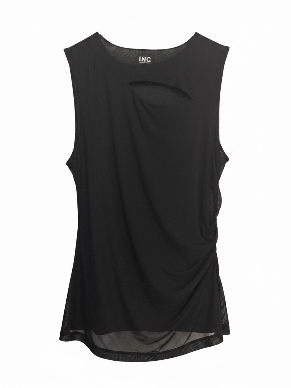 INC International Concepts Black Sleeveless Drape Tank